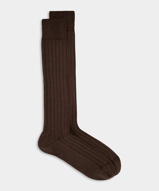 Todd Snyder Cotton Dress Sock in Brown Brown