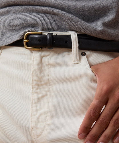 Todd Snyder Italian Beveled Edge Leather Belt Black