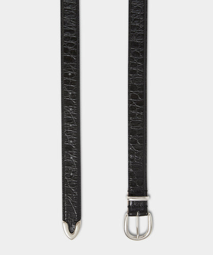Todd Snyder Italian Crocodile Embossed Leather Belt Black