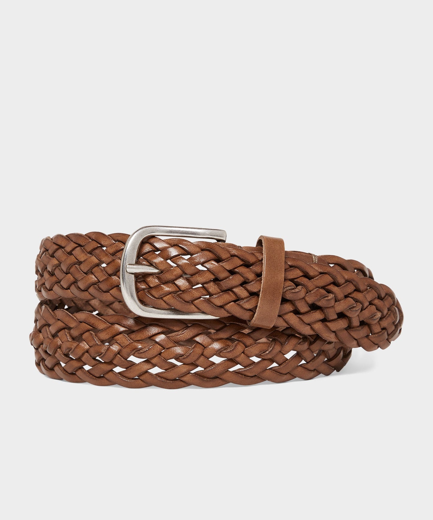 Todd Snyder Italian Leather Braided Belt Saddle Brown