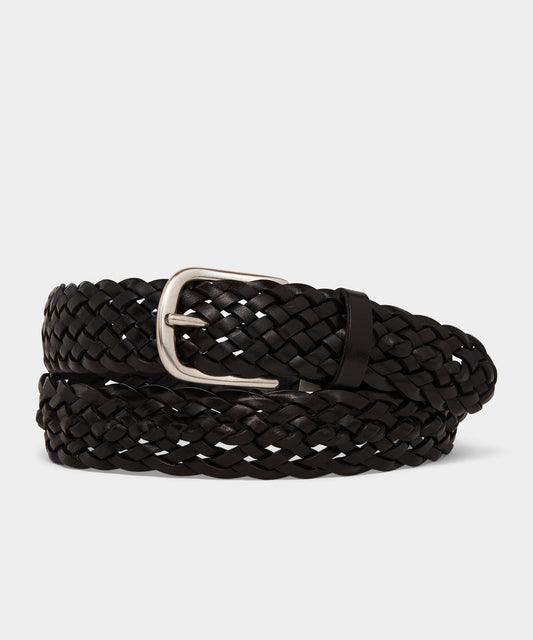 Todd Snyder Italian Leather Braided Belt Black