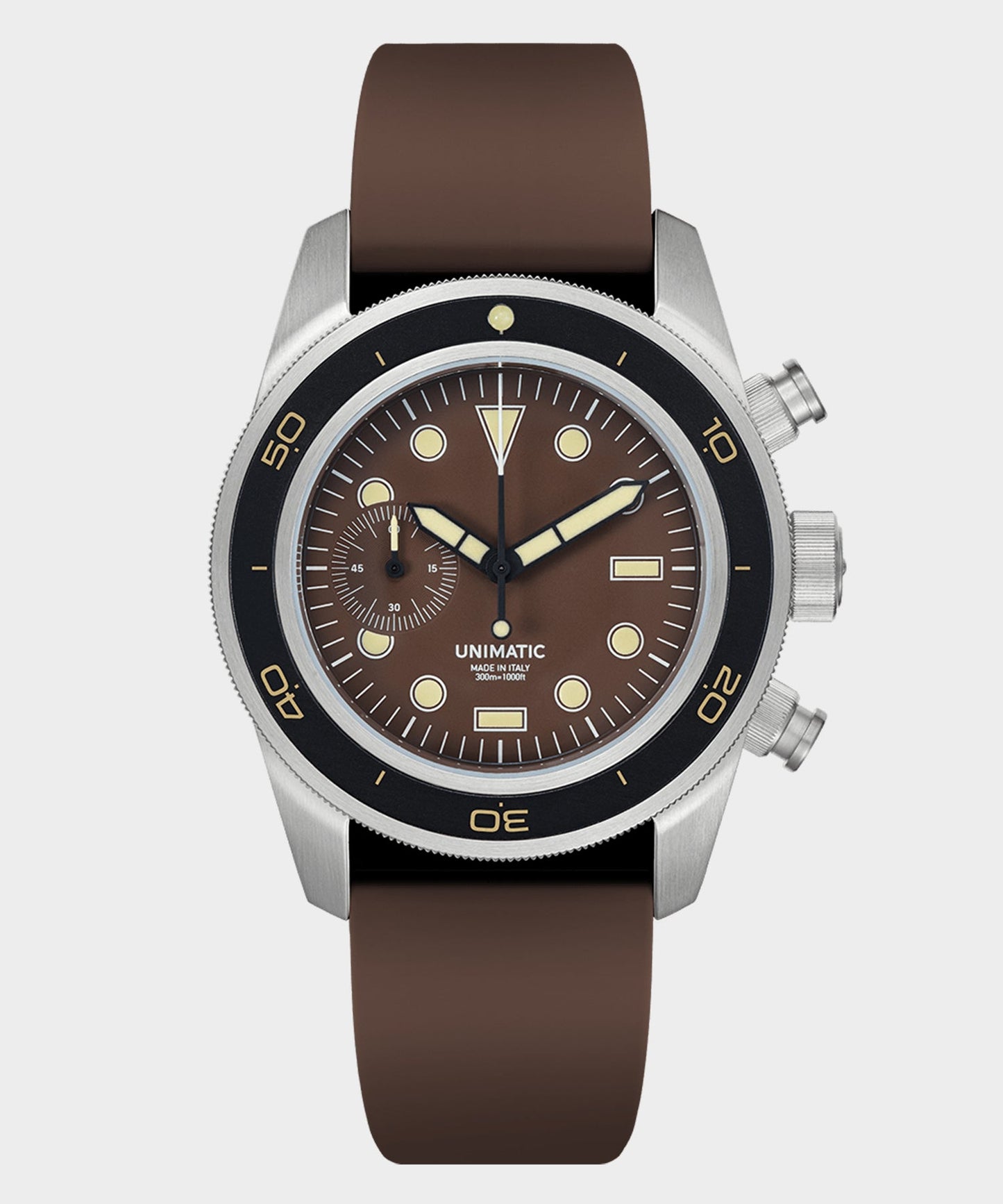Todd Snyder Unimatic U3-DHBR Heritage Chronograph Diver Watch Brown