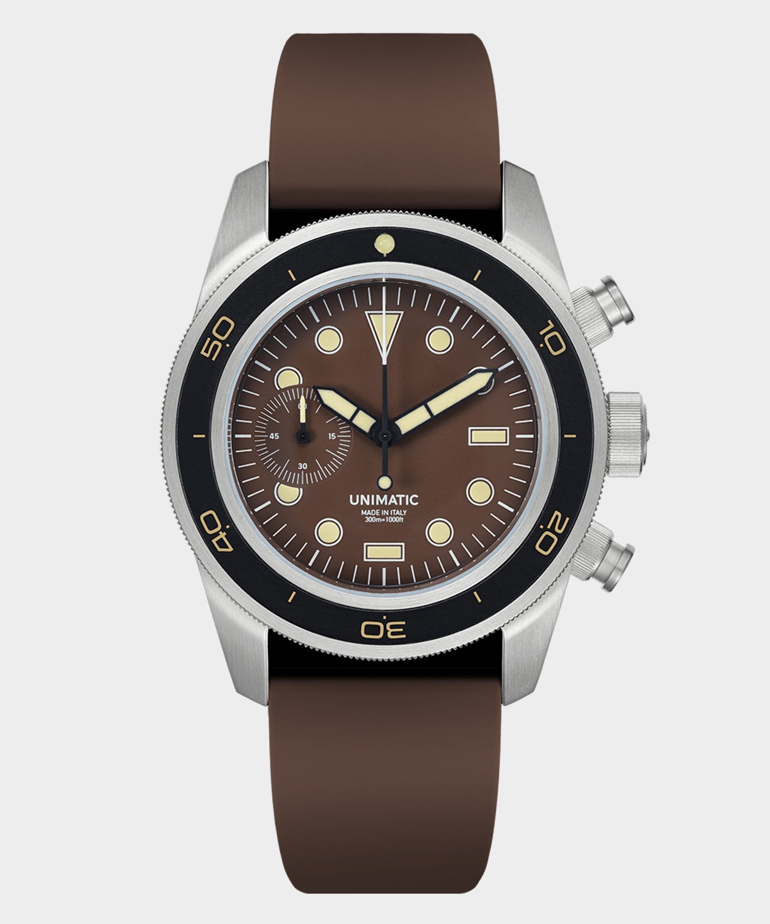 Todd Snyder Unimatic U3-DHBR Heritage Chronograph Diver Watch Brown