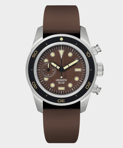 Todd Snyder Unimatic U3-DHBR Heritage Chronograph Diver Watch Brown