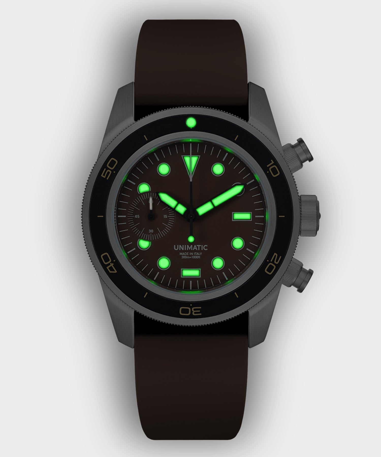 Todd Snyder Unimatic U3-DHBR Heritage Chronograph Diver Watch Brown