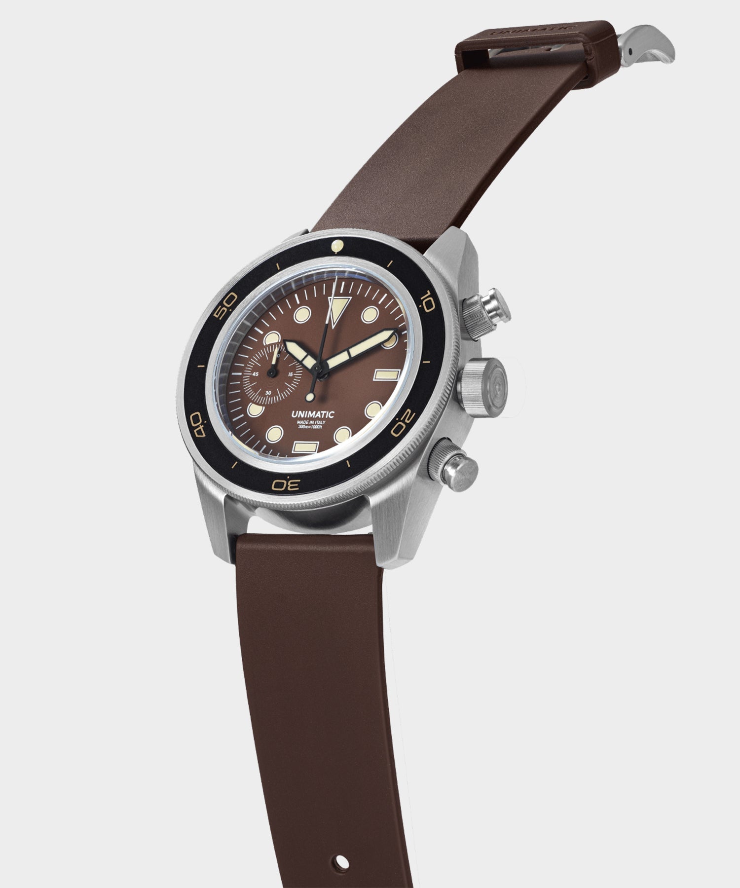 Todd Snyder Unimatic U3-DHBR Heritage Chronograph Diver Watch Brown