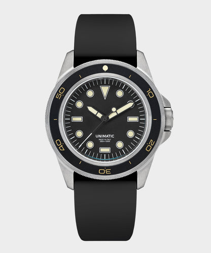 Todd Snyder Unimatic U1-DHB Heritage Diver Watch in Matte Black Black
