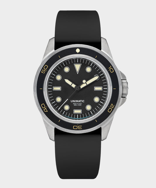 Todd Snyder Unimatic U1-DHB Heritage Diver Watch in Matte Black Black