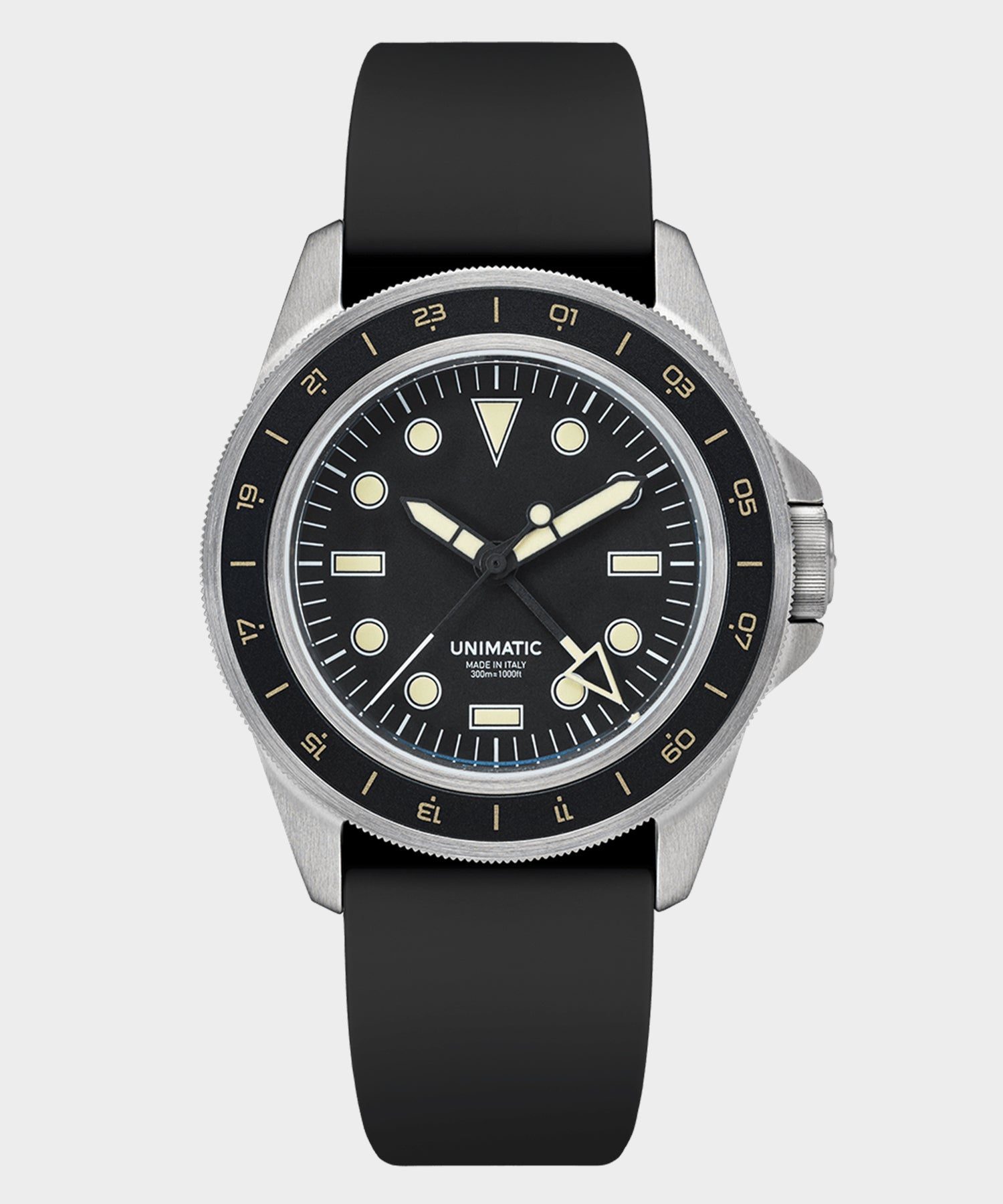 Todd Snyder Unimatic U1-GMT-DHB Heritage Diver Watch in Matte Black Black