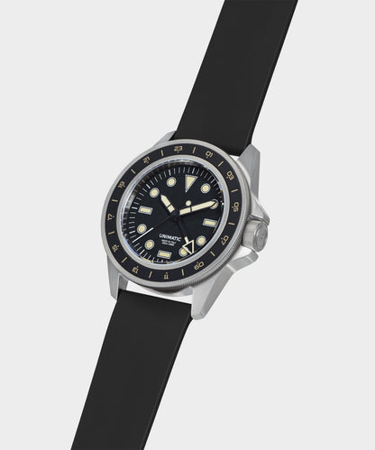 Todd Snyder Unimatic U1-GMT-DHB Heritage Diver Watch in Matte Black Black