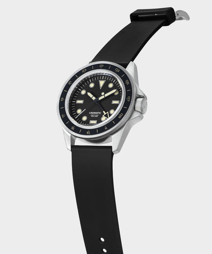 Todd Snyder Unimatic U1-GMT-DHB Heritage Diver Watch in Matte Black Black