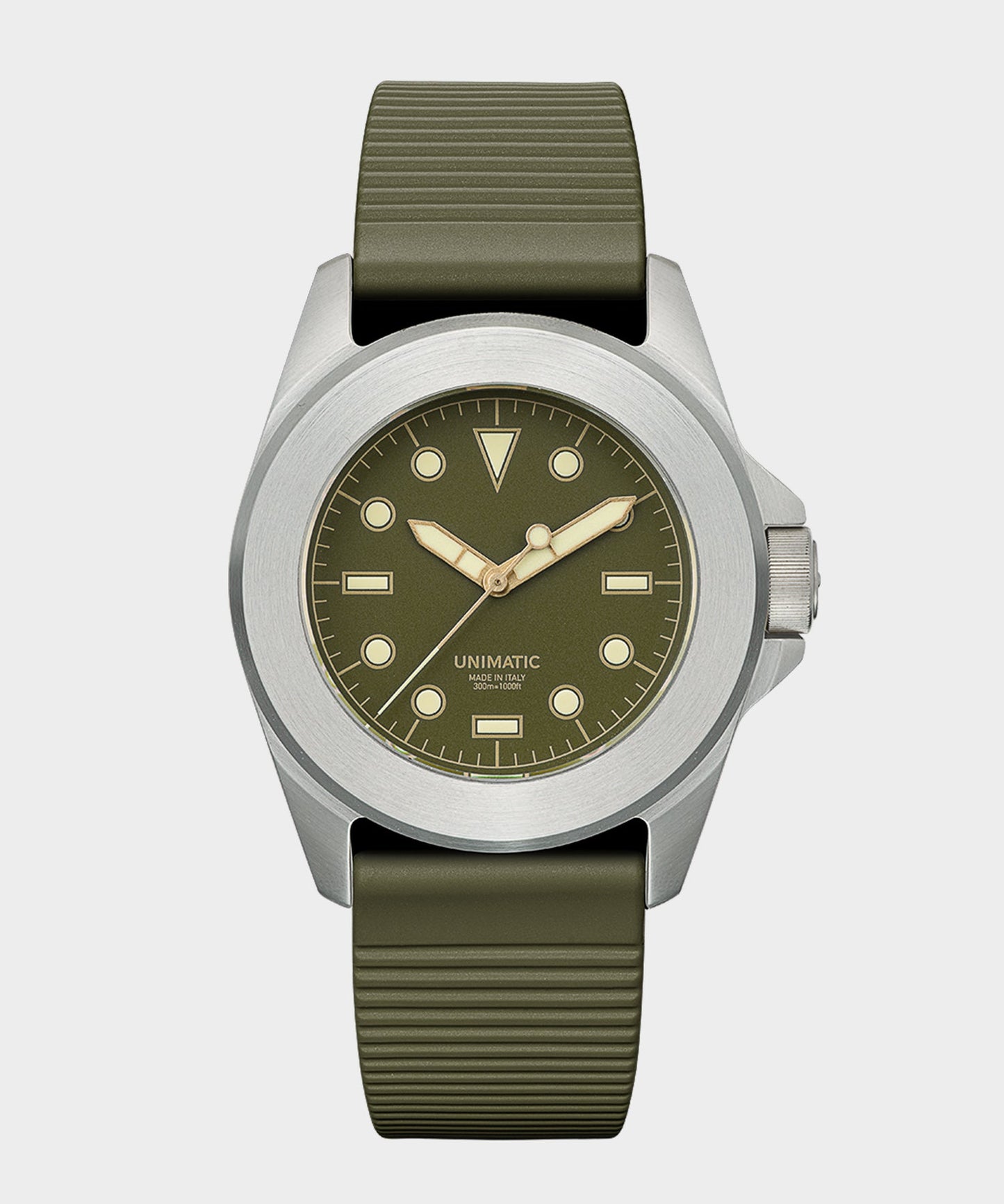 Todd Snyder Unimatic U4S Classic Military Watch in Olive with silver dial Olive