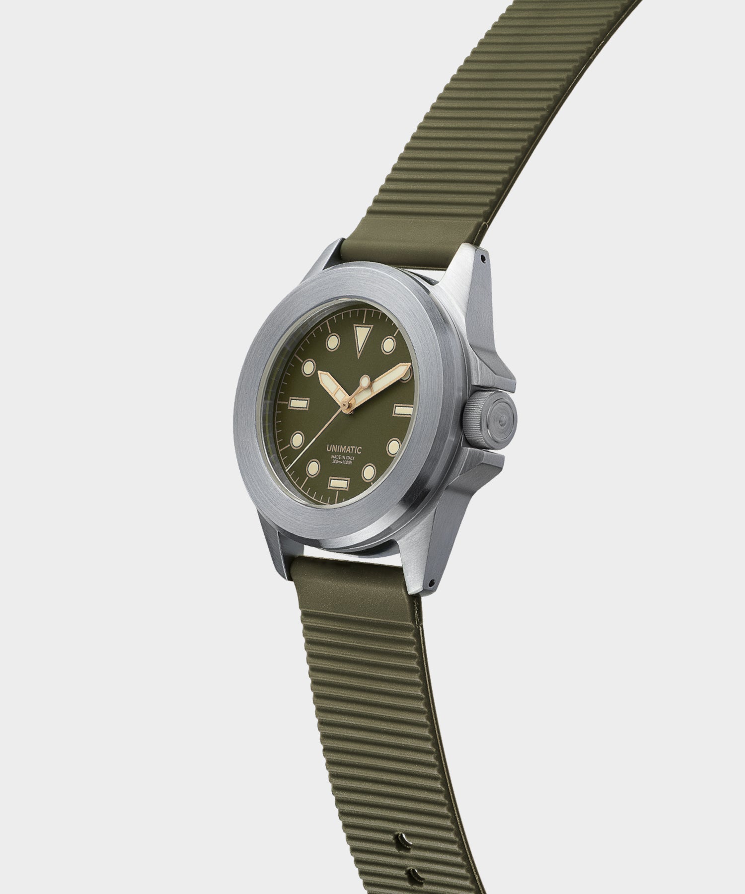 Todd Snyder Unimatic U4S Classic Military Watch in Olive with silver dial Olive