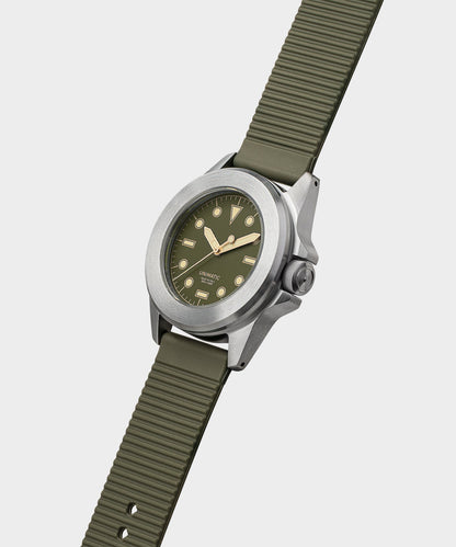 Todd Snyder Unimatic U4S Classic Military Watch in Olive with silver dial Olive