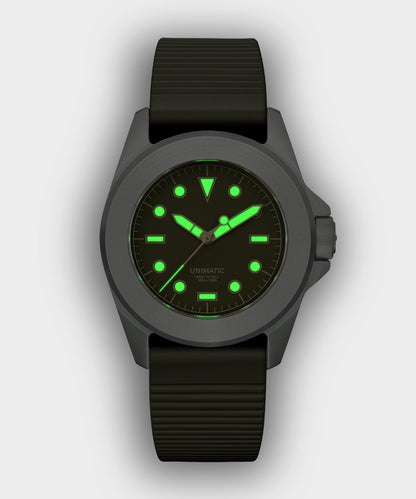 Todd Snyder Unimatic U4S Classic Military Watch in Olive with silver dial Olive