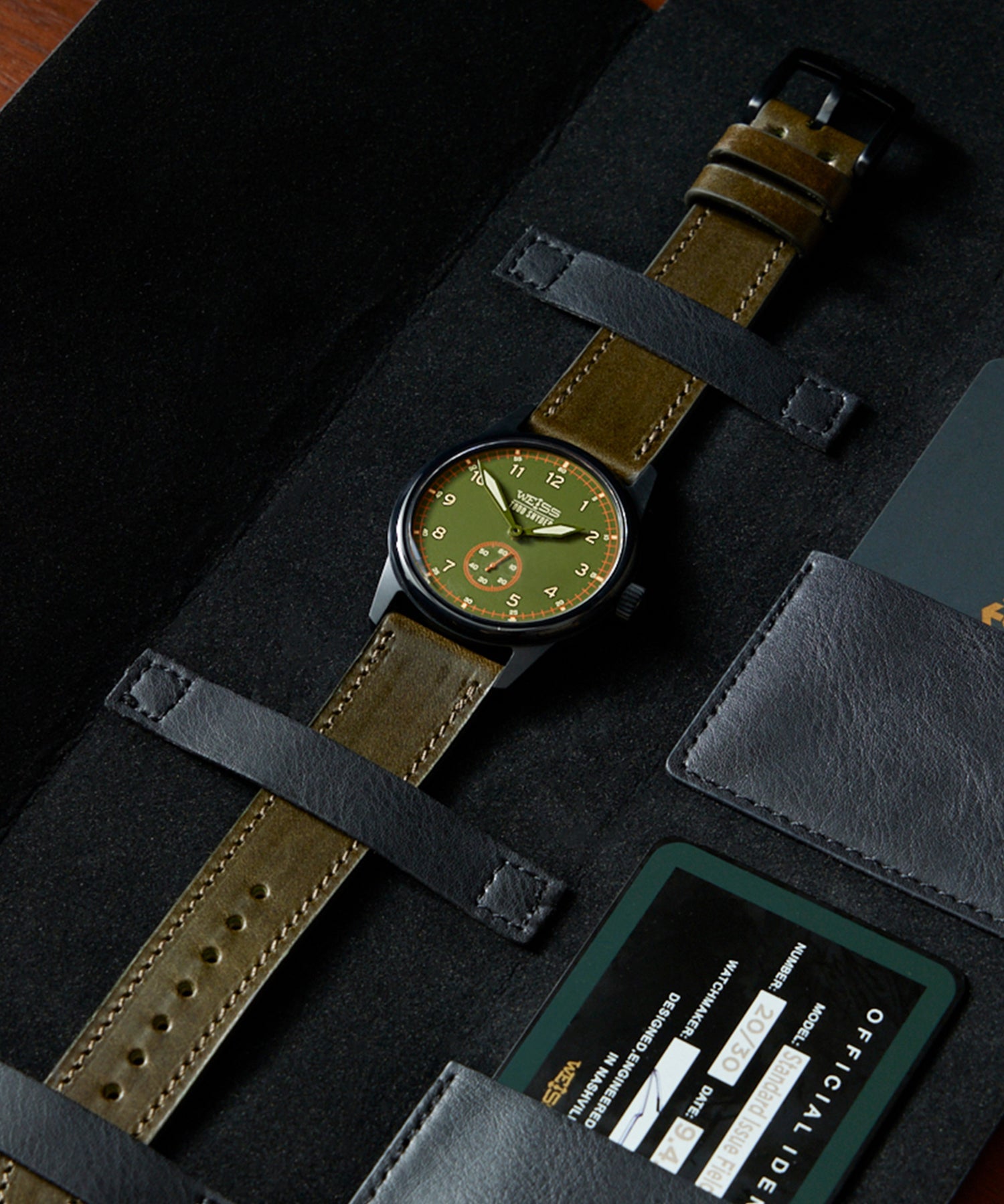 Todd Snyder Todd Snyder x Weiss Watch Company 38MM Standard Issue Watch in Forest Olive
