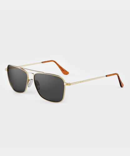 Todd Snyder Randolph Skytec Glass Polarized Sunglasses in American Grey & 23k Gold Gold