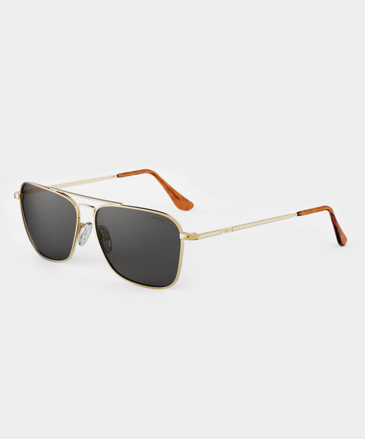 Todd Snyder Randolph Skytec Glass Polarized Sunglasses in American Grey & 23k Gold Gold