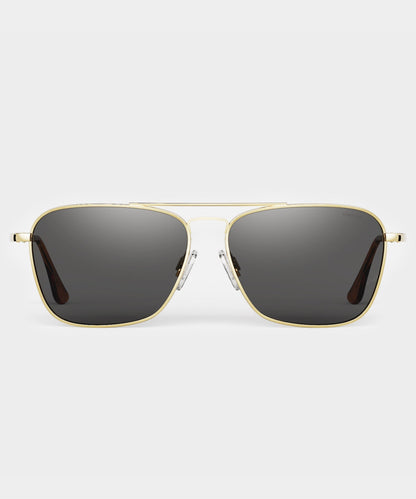 Todd Snyder Randolph Skytec Glass Polarized Sunglasses in American Grey & 23k Gold Gold