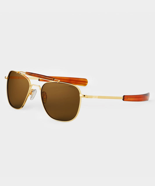 Todd Snyder Randolph Glass Polarized Sunglasses in American Tan & 23k Gold Gold