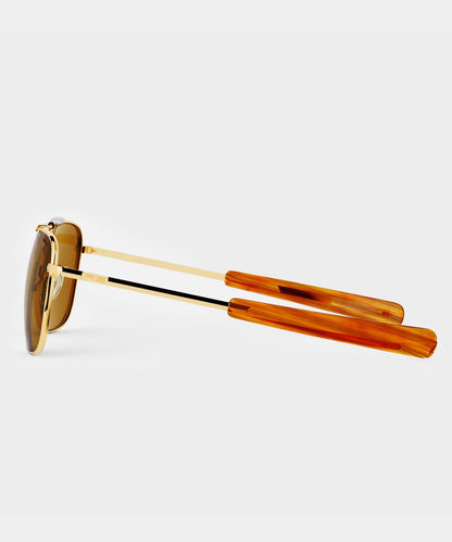 Todd Snyder Randolph Glass Polarized Sunglasses in American Tan & 23k Gold Gold