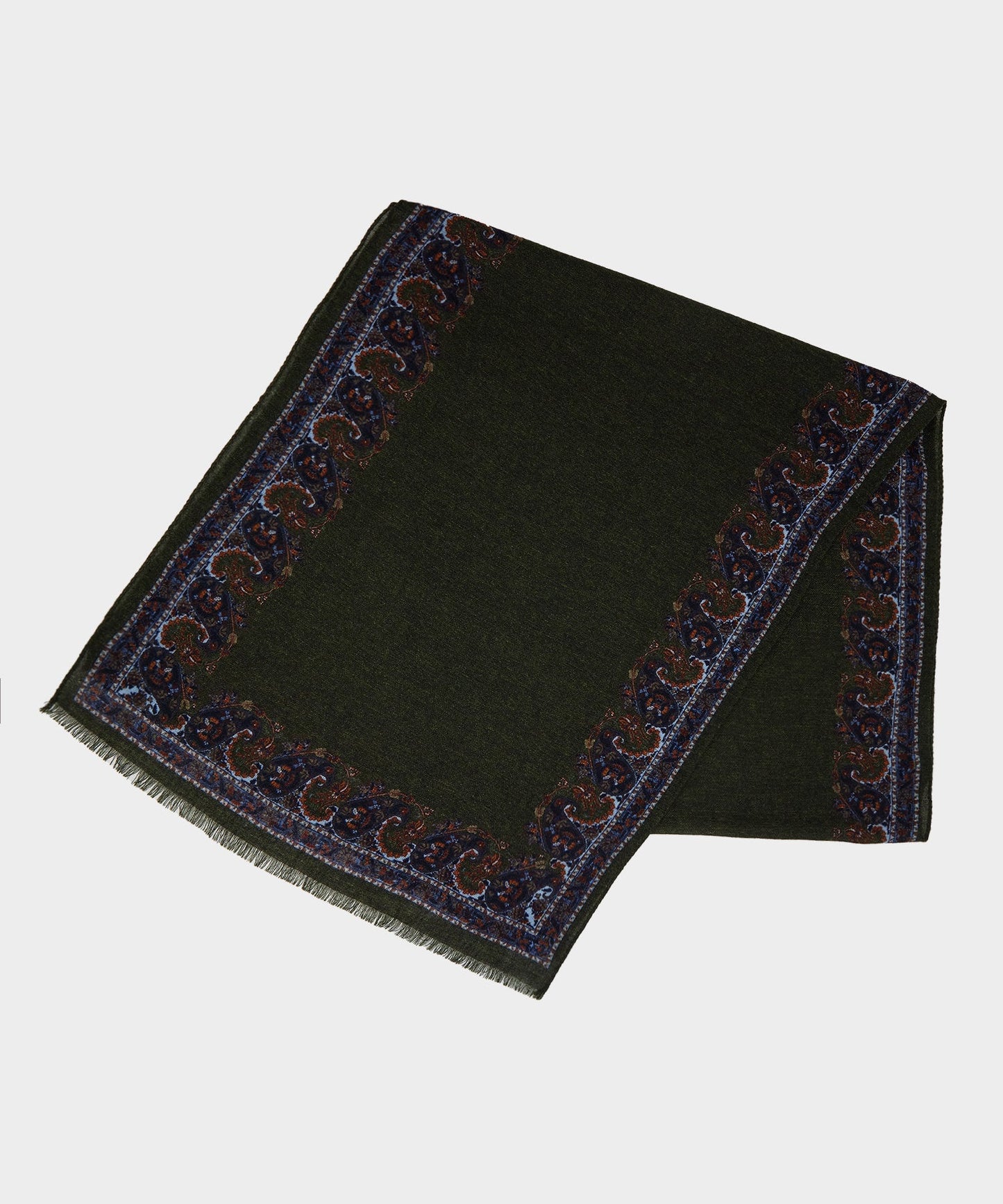 Todd Snyder Italian Paisley Tailored Scarf in Olive Olive