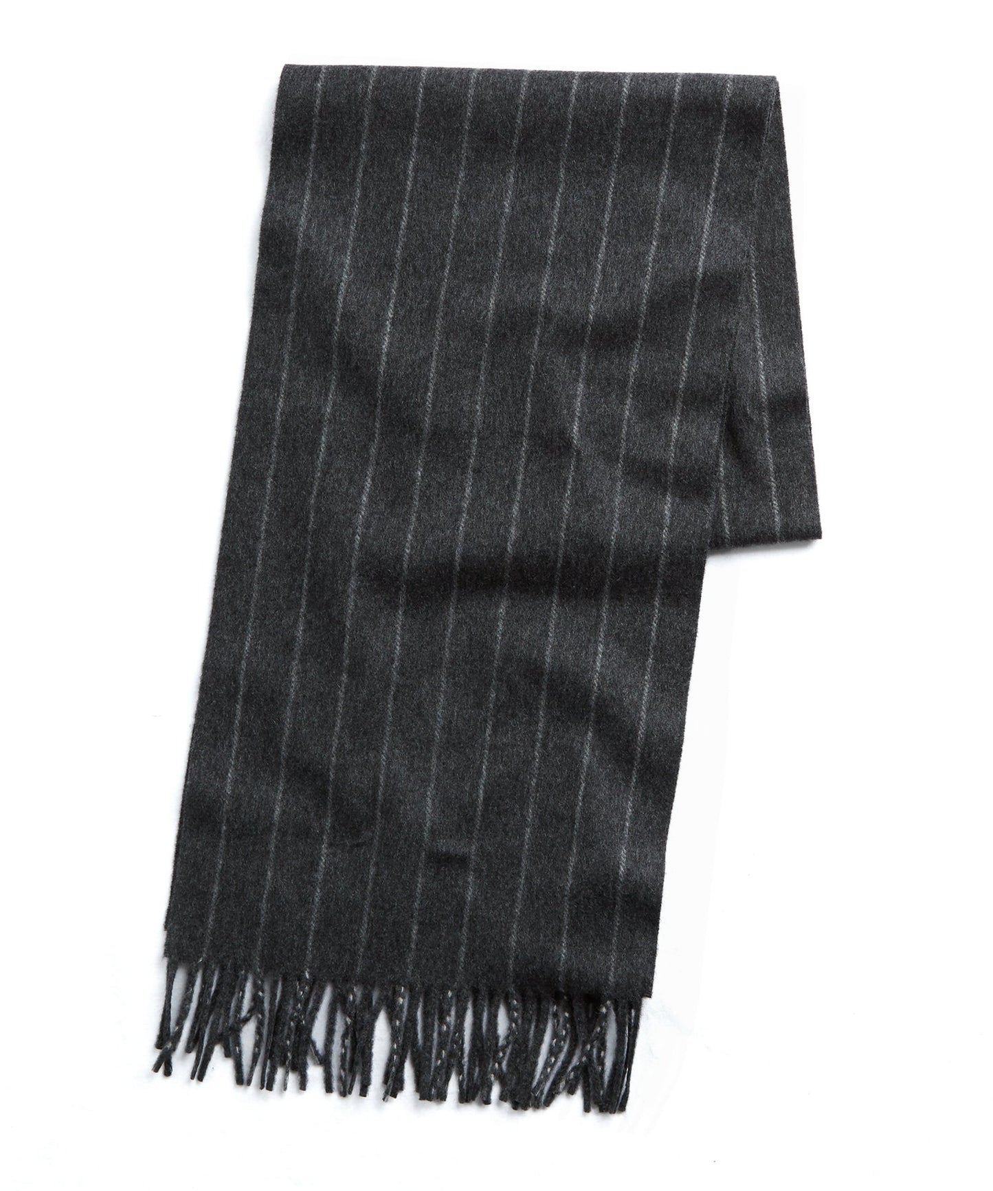 Todd Snyder Joshua Ellis Charcoal Chalkstripe Cashmere Scarf Charcoal
