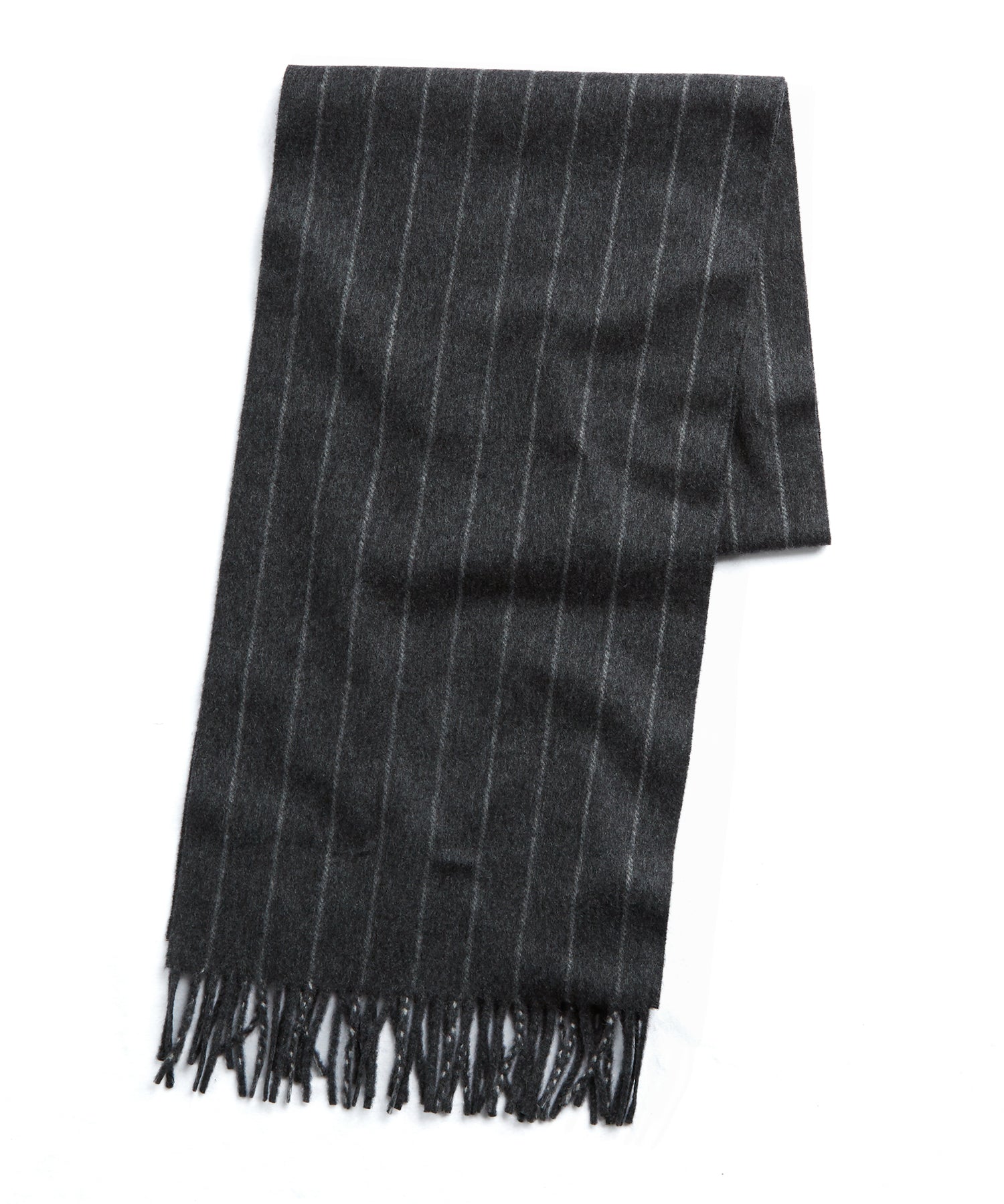 Todd Snyder Joshua Ellis Charcoal Chalkstripe Cashmere Scarf Charcoal