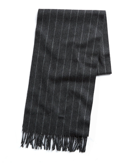 Todd Snyder Joshua Ellis Charcoal Chalkstripe Cashmere Scarf Charcoal
