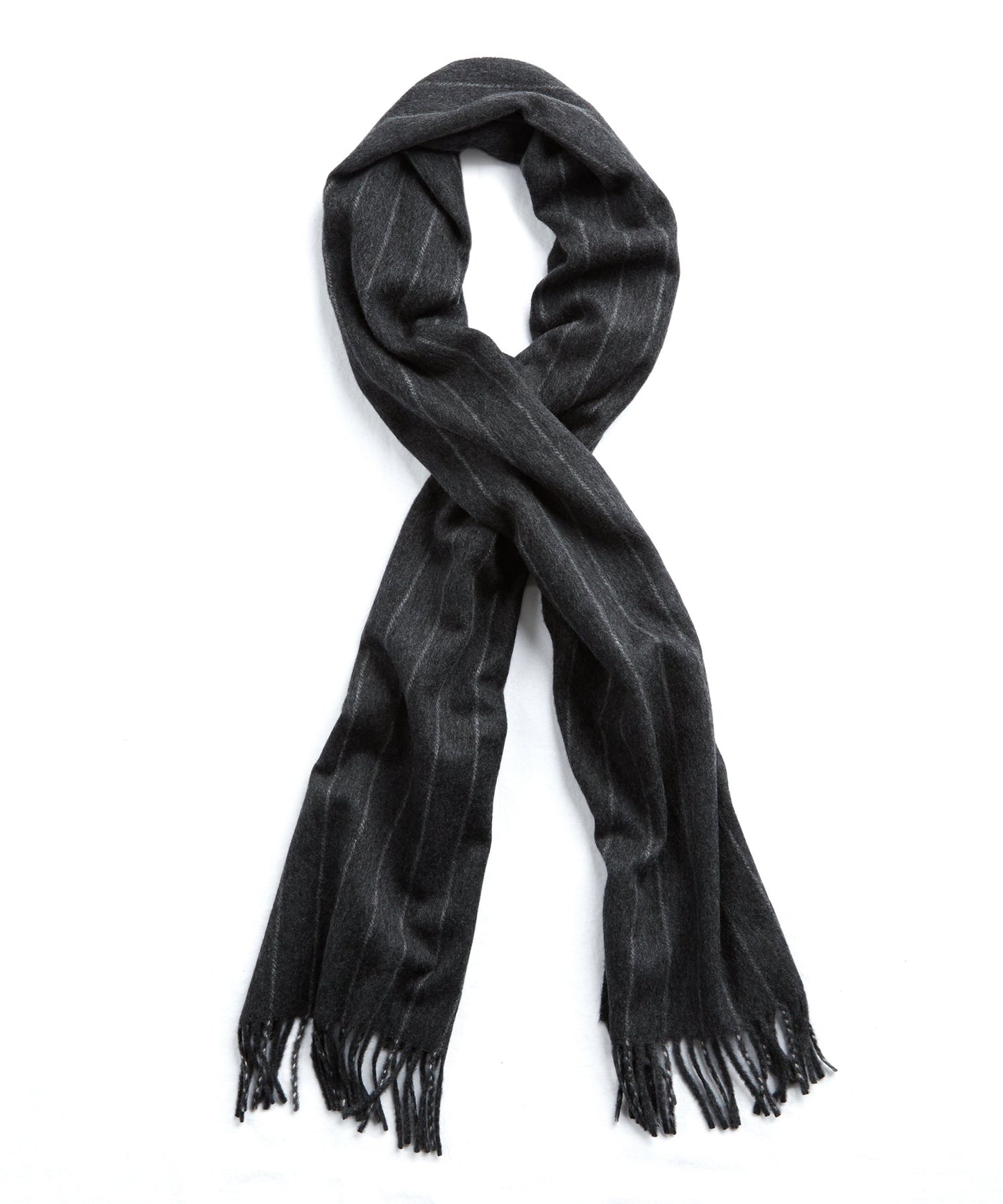 Todd Snyder Joshua Ellis Charcoal Chalkstripe Cashmere Scarf Charcoal