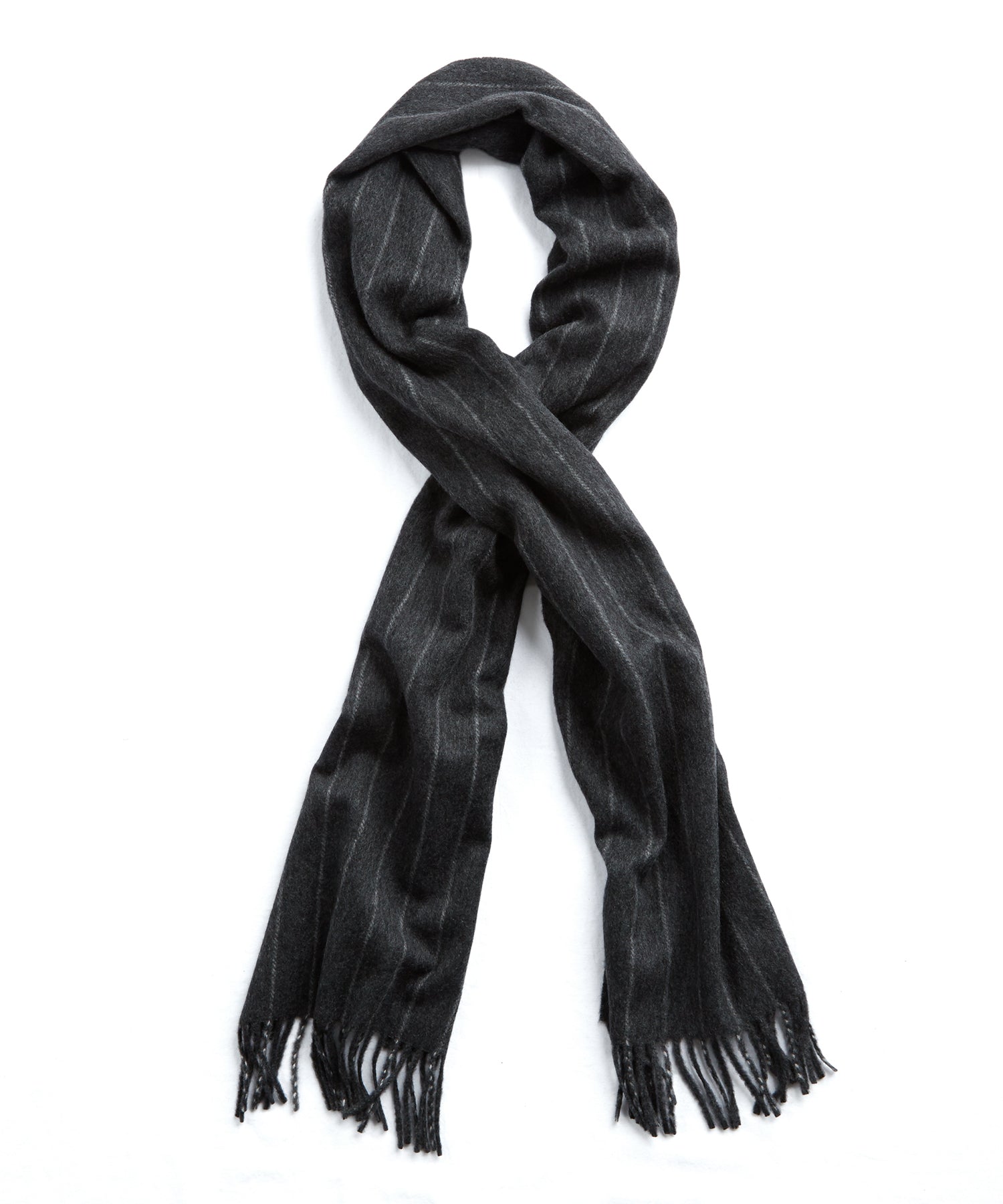 Todd Snyder Joshua Ellis Charcoal Chalkstripe Cashmere Scarf Charcoal