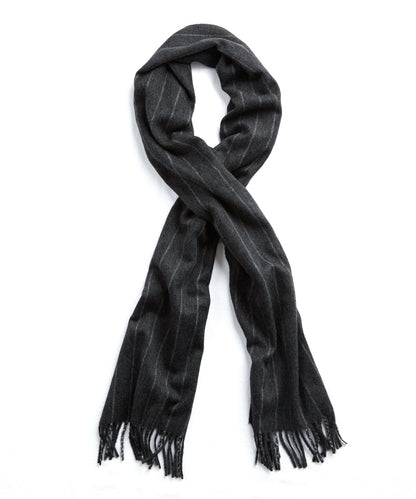 Todd Snyder Joshua Ellis Charcoal Chalkstripe Cashmere Scarf Charcoal