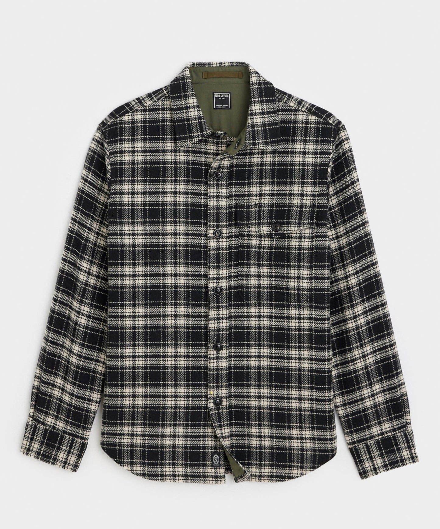 Todd Snyder Wool Plaid Utility Shirt Jacket Black
