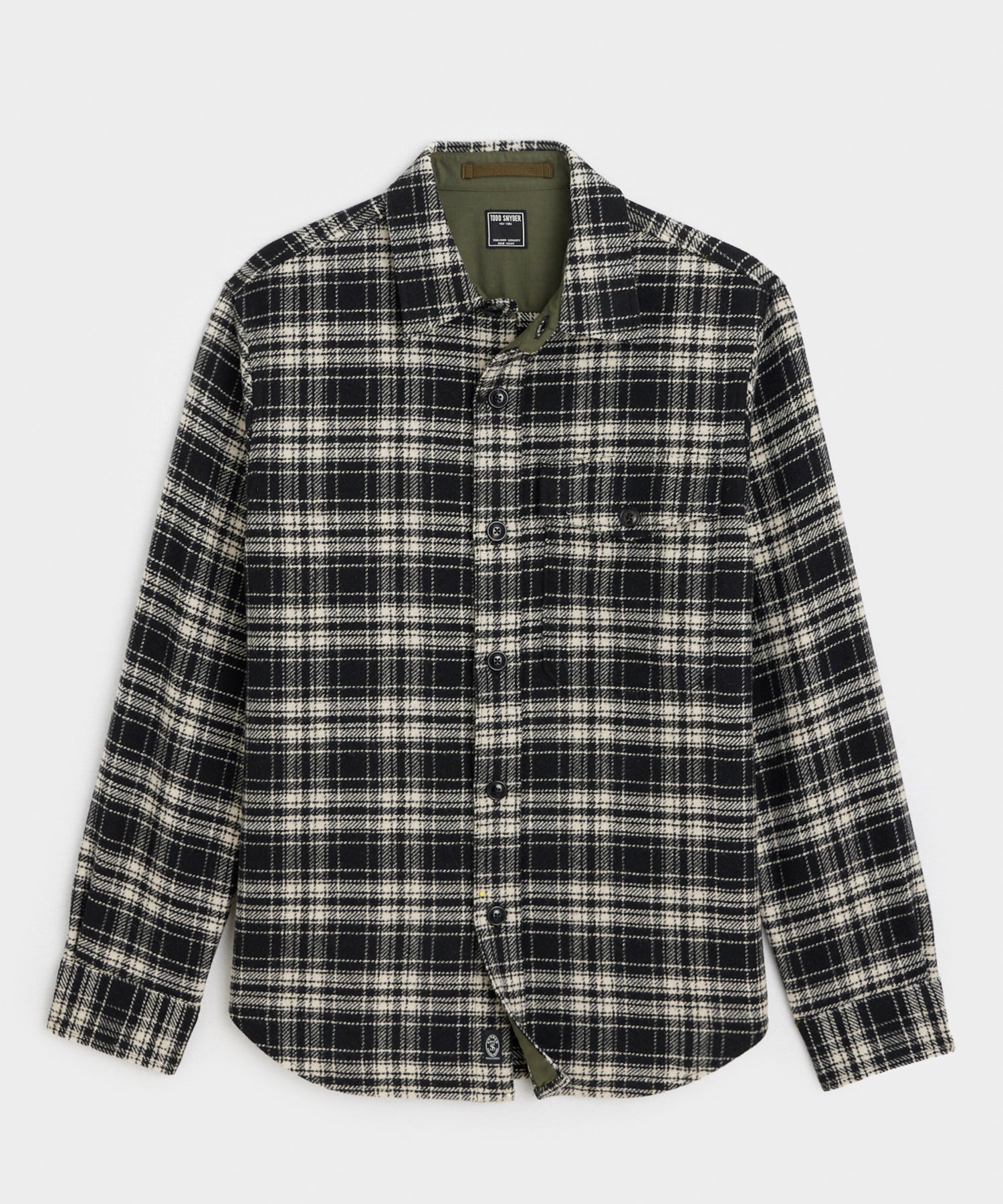 Todd Snyder Wool Plaid Utility Shirt Jacket Black