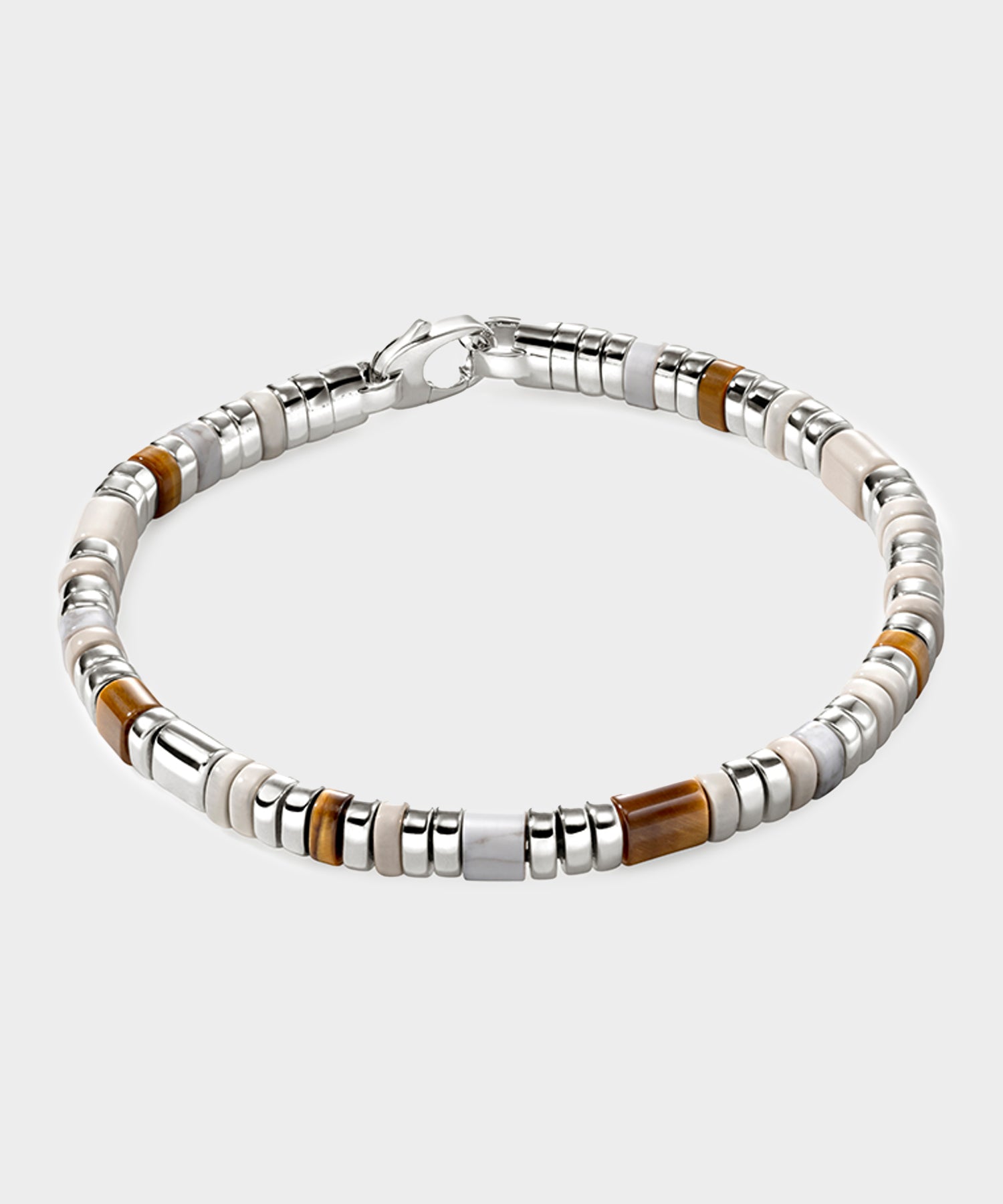 Todd Snyder John Hardy Sterling Silver Tiger Eye Howlite & L Bracelet Silver