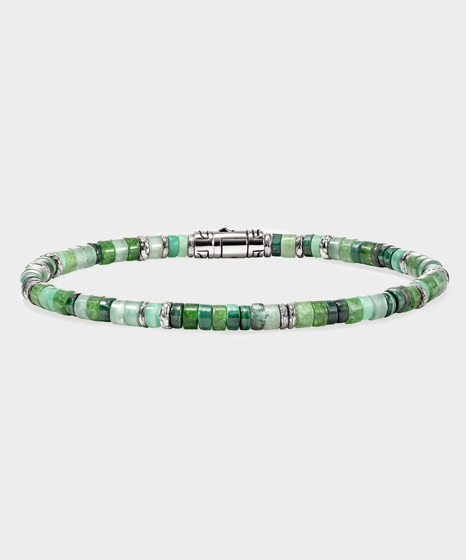 Todd Snyder John Hardy Green Emerald Sterling Silver Heishi Bracelet Green