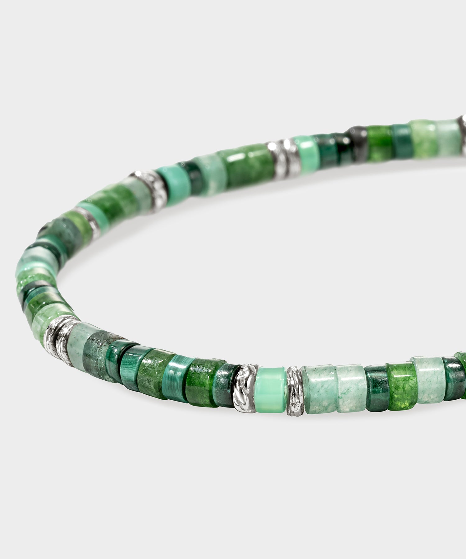 Todd Snyder John Hardy Green Emerald Sterling Silver Heishi Bracelet Green