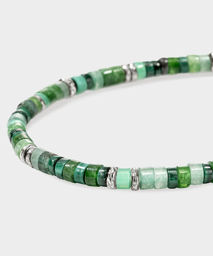 Todd Snyder John Hardy Green Emerald Sterling Silver Heishi Bracelet Green