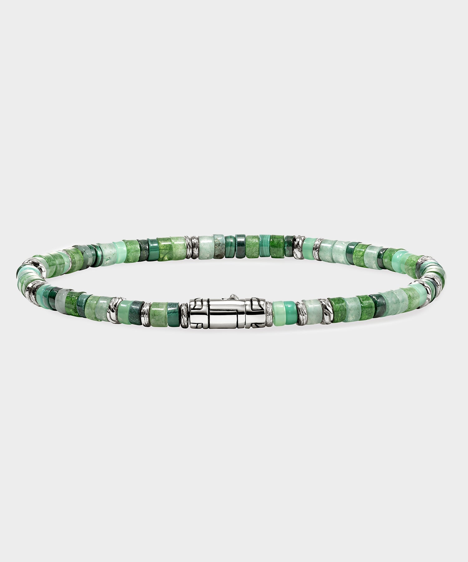 Todd Snyder John Hardy Green Emerald Sterling Silver Heishi Bracelet Green
