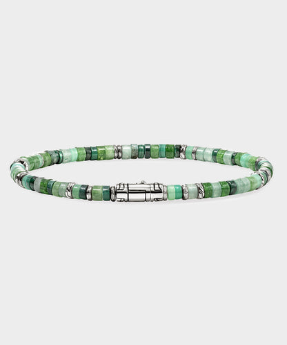 Todd Snyder John Hardy Green Emerald Sterling Silver Heishi Bracelet Green