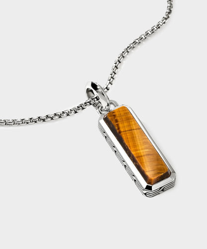 Todd Snyder John Hardy Sterling Silver Tiger Eye Talisman Necklace Silver