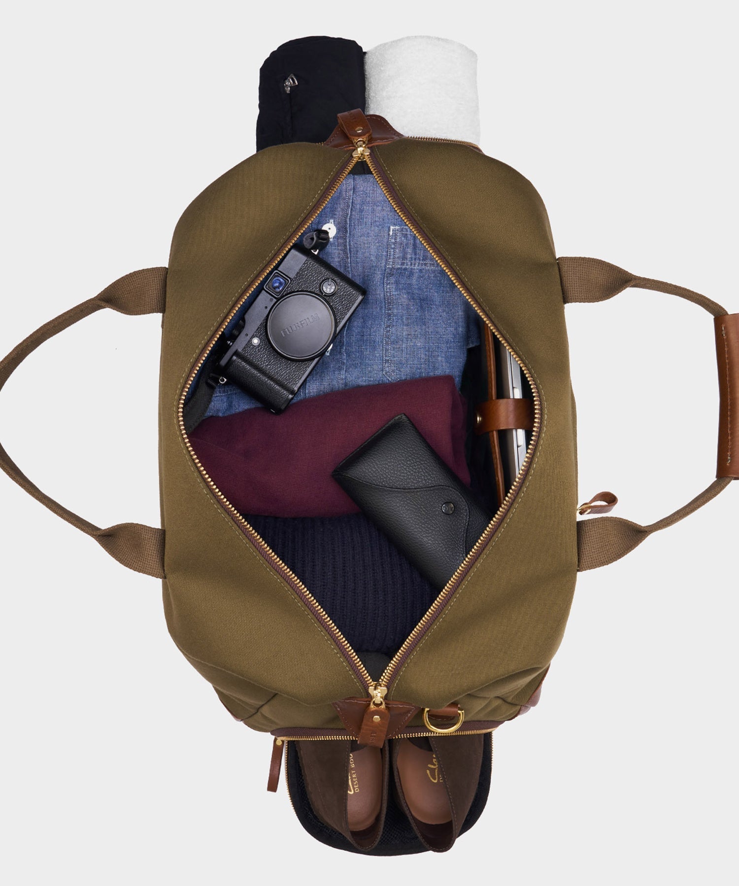 Todd Snyder Bennett Winch Canvas Weekender in Olive Olive