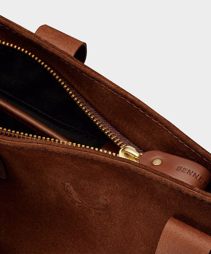 Todd Snyder Bennett Winch Suede Tote Bag in Tobacco Brown Tobacco