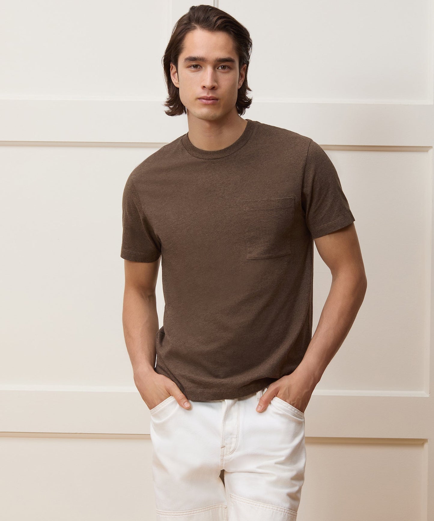 Todd Snyder Premium Jersey Pocket Tee in Brown Heather Brown Heather