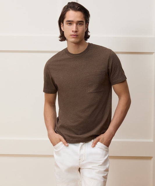 Todd Snyder Premium Jersey Pocket Tee in Brown Heather Brown Heather