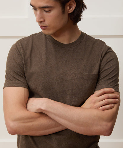 Todd Snyder Premium Jersey Pocket Tee in Brown Heather Brown Heather