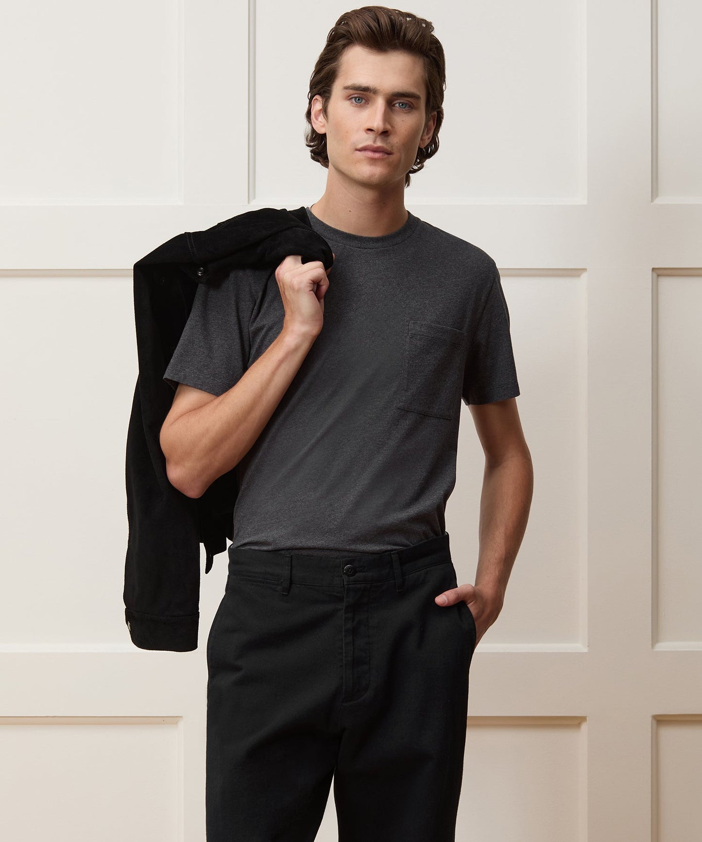 Todd Snyder Premium Jersey Pocket Tee in Charcoal Heather Charcoal Heather