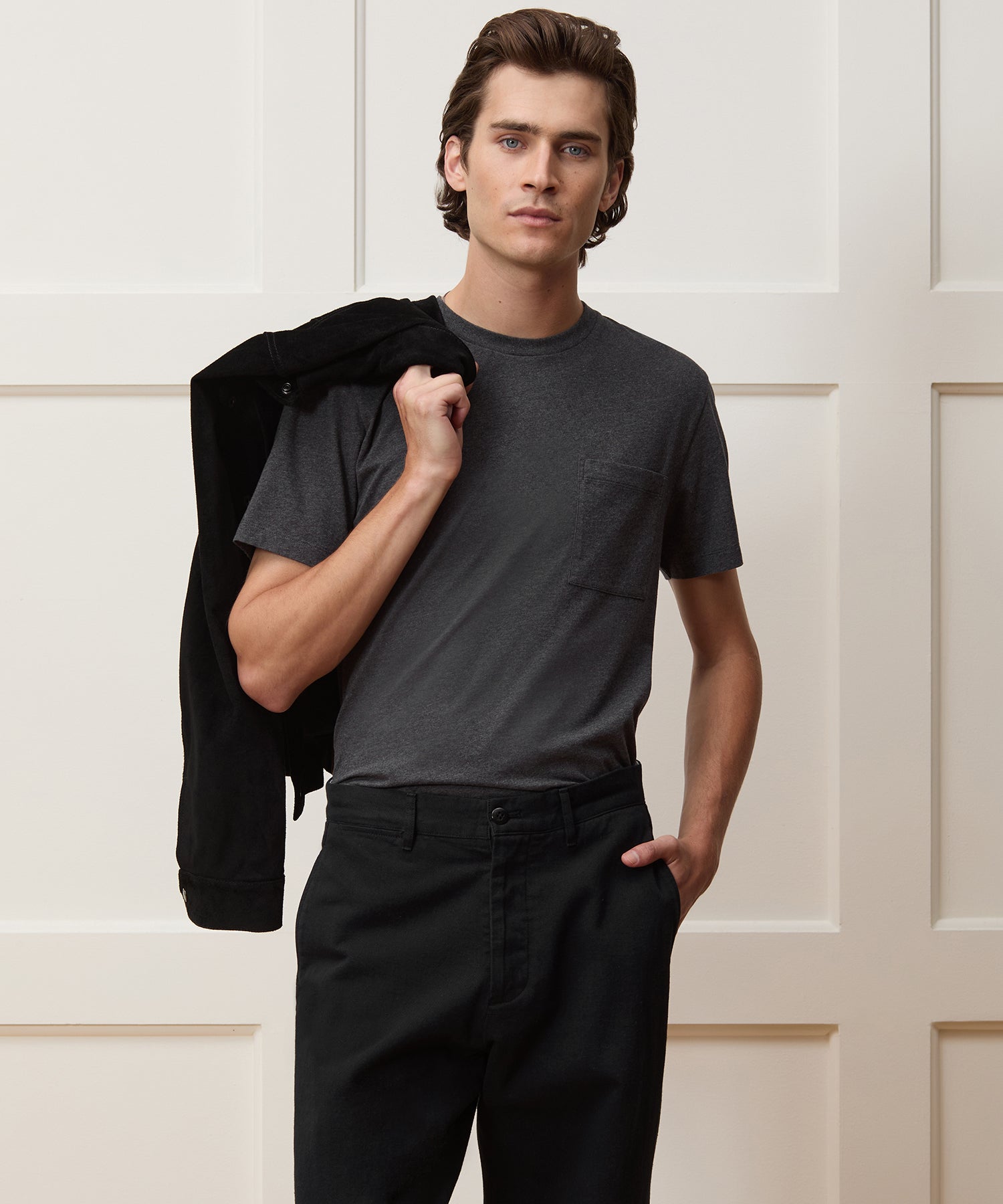 Todd Snyder Premium Jersey Pocket Tee in Charcoal Heather Charcoal Heather