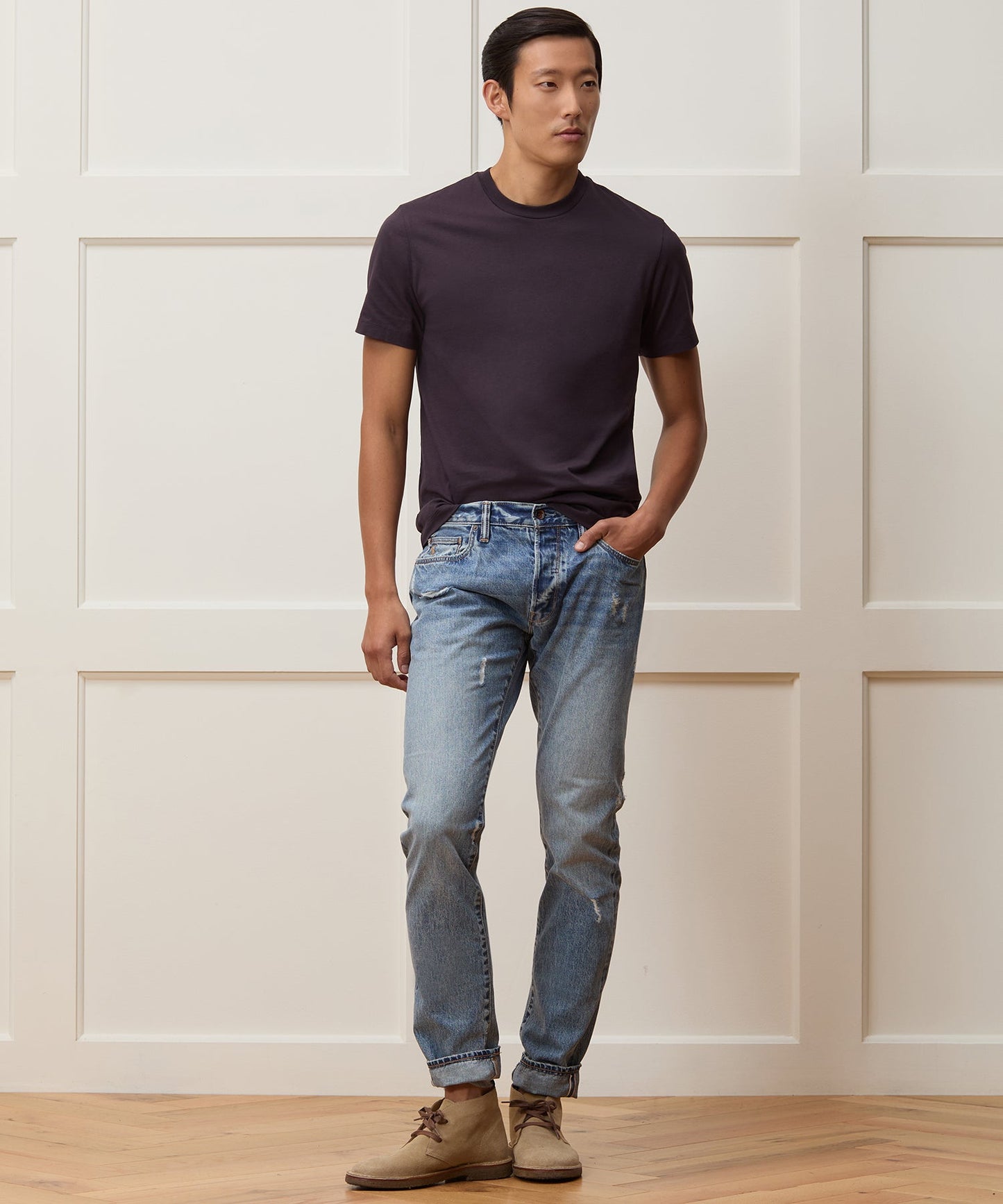 Todd Snyder Premium Jersey Tee in Plum Royal Plum Royal